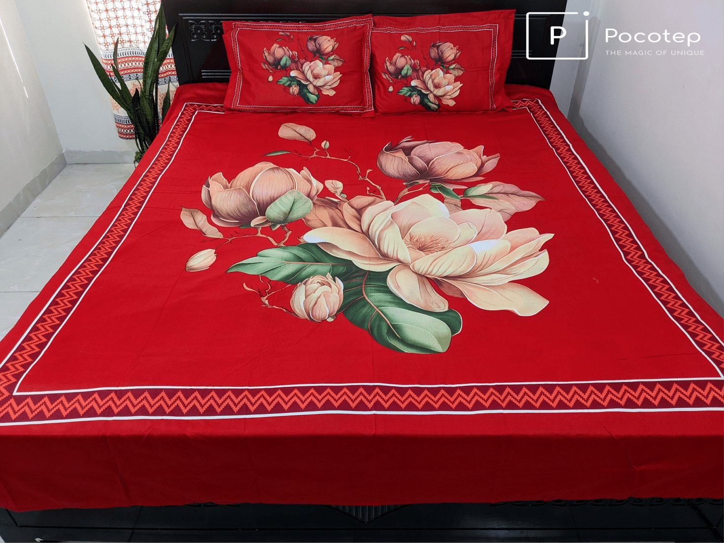 100% Twill Fabric High Quality Standard Design Bedsheet  (৩ পিসের সেট)